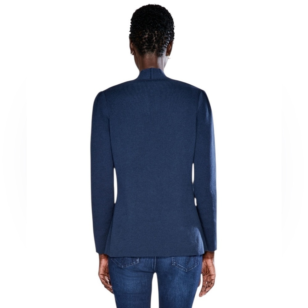 NIC+ZOE Blue Cardigan Sweater V-Neck Fitted FEMME SLEEVE JACKET size Small - Picture 2 of 13